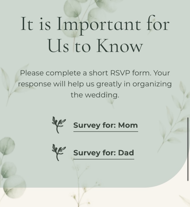 A separate RSVP for every guest in the invitation — a screen of an online wedding invitation